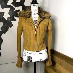 Fall Sexy Sweater Faux Fur Collar, Zip Up